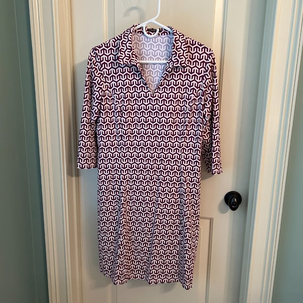 J. McLaughlin 3/4 Sleeve Collared V-Neck Dress